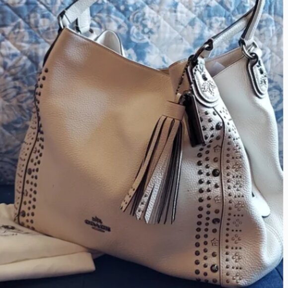 COACH Edie Leather Shoulder Bag Satchel/Shoulder Bag - Picture 2 of 13